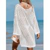 CUPSHE Women Crochet Swimsuit Cover Ups One Shoulder Long Sleeve Beach Coverup Tops(White)