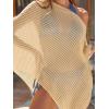 CUPSHE Women Sheer Poncho Top Lightweight See Through Shrug Swimsuit Coverup(Khaki)