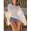 CUPSHE Women Sheer Poncho Top Lightweight See Through Shrug Swimsuit Coverup(White)