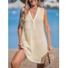 CUPSHE Women Swimsuit Cover Up Sleeveless Waffle Knit Summer Mini Beach Coverup Dress(Apricot)