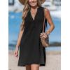 CUPSHE Women Swimsuit Cover Up Sleeveless Waffle Knit Summer Mini Beach Coverup Dress(Black)