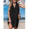 CUPSHE Women Swimsuit Cover Up Sleeveless Waffle Knit Summer Mini Beach Coverup Dress(Black)