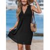 CUPSHE Women Swimsuit Cover Up Sleeveless Waffle Knit Summer Mini Beach Coverup Dress(Black)