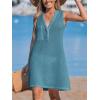 CUPSHE Women Swimsuit Cover Up Sleeveless Waffle Knit Summer Mini Beach Coverup Dress(Blue)