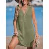 CUPSHE Women Swimsuit Cover Up Sleeveless Waffle Knit Summer Mini Beach Coverup Dress(Green)