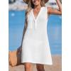 CUPSHE Women Swimsuit Cover Up Sleeveless Waffle Knit Summer Mini Beach Coverup Dress(White)