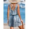 CUPSHE Women Swimsuit Cover Up V Neck Sleeveless Waffle Knit Beach Coverup Dress(Back Tie-blue Tie Dye)