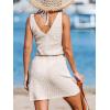 CUPSHE Women Swimsuit Cover Up V Neck Sleeveless Waffle Knit Beach Coverup Dress(Beige)