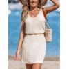 CUPSHE Women Swimsuit Cover Up V Neck Sleeveless Waffle Knit Beach Coverup Dress(Beige)