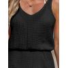 CUPSHE Women Swimsuit Cover Up V Neck Sleeveless Waffle Knit Beach Coverup Dress(Black)