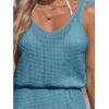 CUPSHE Women Swimsuit Cover Up V Neck Sleeveless Waffle Knit Beach Coverup Dress(Blue)