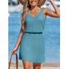 CUPSHE Women Swimsuit Cover Up V Neck Sleeveless Waffle Knit Beach Coverup Dress(Blue)