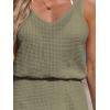 CUPSHE Women Swimsuit Cover Up V Neck Sleeveless Waffle Knit Beach Coverup Dress(Grass Green)