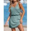 CUPSHE Women Swimsuit Cover Up V Neck Sleeveless Waffle Knit Beach Coverup Dress(Green)