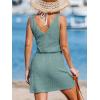 CUPSHE Women Swimsuit Cover Up V Neck Sleeveless Waffle Knit Beach Coverup Dress(Green)