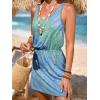CUPSHE Women Swimsuit Cover Up V Neck Sleeveless Waffle Knit Beach Coverup Dress(Green Tie Dye)