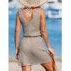 CUPSHE Women Swimsuit Cover Up V Neck Sleeveless Waffle Knit Beach Coverup Dress(Grey)