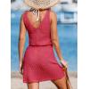 CUPSHE Women Swimsuit Cover Up V Neck Sleeveless Waffle Knit Beach Coverup Dress(Hot Pink)