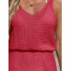 CUPSHE Women Swimsuit Cover Up V Neck Sleeveless Waffle Knit Beach Coverup Dress(Hot Pink)