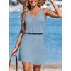 CUPSHE Women Swimsuit Cover Up V Neck Sleeveless Waffle Knit Beach Coverup Dress(Light Blue)