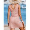 CUPSHE Women Swimsuit Cover Up V Neck Sleeveless Waffle Knit Beach Coverup Dress(Pink)