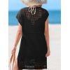 CUPSHE Women Swimsuit Cover Ups Knit Hollow Out Short Sleeve Beach Coverup Dress for Summer Vacation(Black)