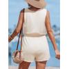 CUPSHE Women Swimsuit Cover Ups Waffle Knit Sleeveless Summer Beach Coverup Romper with Side Pockets(Beige)