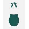 CUPSHE Women V Neck One Piece Swimsuit Halter Backless Ruched Tummy Control Bathing Suit(Forest Green)