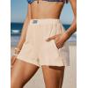 CUPSHE Women’s Casual Shorts Cotton High Rise Beach Cover Ups Summer Shorts with Pockets(Apricot)