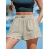 CUPSHE Women’s Casual Shorts Cotton High Rise Beach Cover Ups Summer Shorts with Pockets(B-beige)