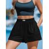 CUPSHE Women’s Casual Shorts Cotton High Rise Beach Cover Ups Summer Shorts with Pockets(B-black)