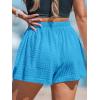 CUPSHE Women’s Casual Shorts Cotton High Rise Beach Cover Ups Summer Shorts with Pockets(B-blue)