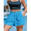 CUPSHE Women’s Casual Shorts Cotton High Rise Beach Cover Ups Summer Shorts with Pockets(B-blue)