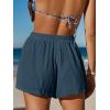 CUPSHE Women’s Casual Shorts Cotton High Rise Beach Cover Ups Summer Shorts with Pockets(Dark Blue)