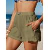 CUPSHE Women’s Casual Shorts Cotton High Rise Beach Cover Ups Summer Shorts with Pockets(Green)