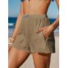 CUPSHE Women’s Casual Shorts Cotton High Rise Beach Cover Ups Summer Shorts with Pockets(Khaki)