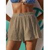 CUPSHE Women’s Casual Shorts Cotton High Rise Beach Cover Ups Summer Shorts with Pockets(Khaki)