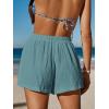 CUPSHE Women’s Casual Shorts Cotton High Rise Beach Cover Ups Summer Shorts with Pockets(Lake Blue)