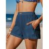CUPSHE Women’s Casual Shorts Cotton High Rise Beach Cover Ups Summer Shorts with Pockets(Navy)