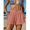 CUPSHE Women’s Casual Shorts Cotton High Rise Beach Cover Ups Summer Shorts with Pockets(Pink)