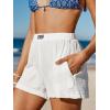 CUPSHE Women’s Casual Shorts Cotton High Rise Beach Cover Ups Summer Shorts with Pockets(White)