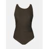 CUPSHE Women’s One Piece Swimsuit Bathing Suit Tummy Control High Neck Cutout Back Hook Mesh Swimwear(Coffee Brown)