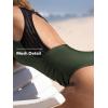 CUPSHE Women’s One Piece Swimsuit Bathing Suit Tummy Control High Neck Cutout Back Hook Mesh Swimwear(Dark Green)