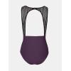 CUPSHE Women’s One Piece Swimsuit Bathing Suit Tummy Control High Neck Cutout Back Hook Mesh Swimwear(Deep Purple)