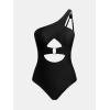 CUPSHE Women’s One Piece Swimsuit Bathing Suits One Shoulder Asymmetrical Neck Cutout U Wire Adjustable Straps(Black)