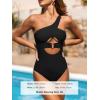 CUPSHE Women’s One Piece Swimsuit Bathing Suits One Shoulder Asymmetrical Neck Cutout U Wire Adjustable Straps(Black)