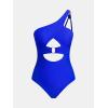 CUPSHE Women’s One Piece Swimsuit Bathing Suits One Shoulder Asymmetrical Neck Cutout U Wire Adjustable Straps(Royal Blue)
