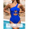 CUPSHE Women’s One Piece Swimsuit Bathing Suits One Shoulder Asymmetrical Neck Cutout U Wire Adjustable Straps(Royal Blue)