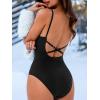 CUPSHE Women’s One Piece Swimsuit Deep V Neck Cutouts Bathing Suit Low Back Mesh Adjustable Straps(Black)
