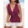 CUPSHE Women’s One Piece Swimsuit Halter Plunging Neck Bathing Suit Wide Straps Underwire Ruched Back Hook(Burgundy)
